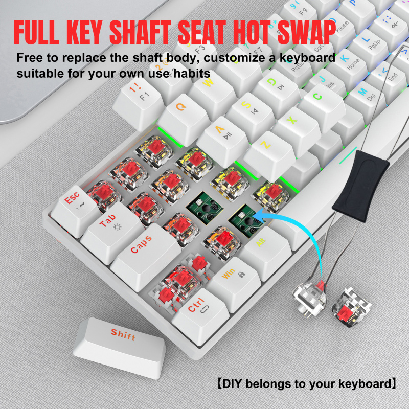 V900RGB 61 key mechanical keyboard hot swappable red axis dual color injection molded keycap dazzling light compact design